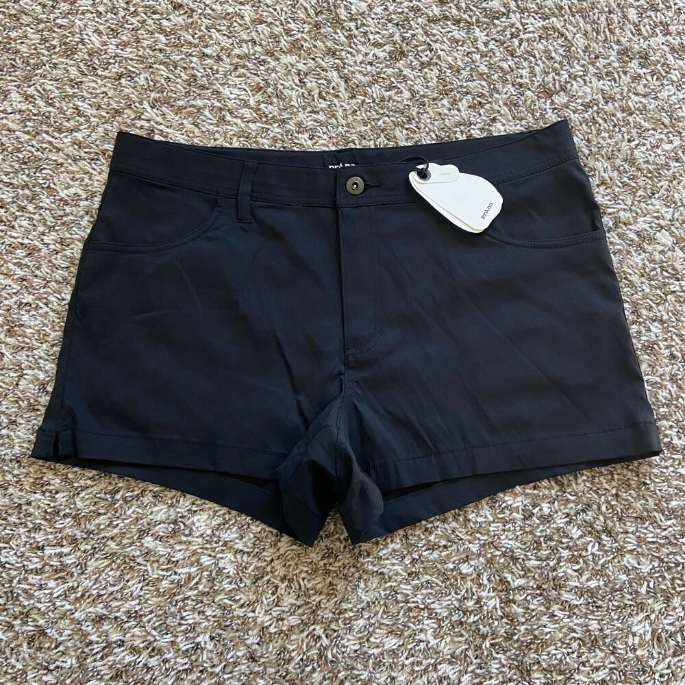 Prana Stretch Zion Halle Short Women's 12 Black 3" Inseam Standard Fit Mid Rise - Picture 4 of 11